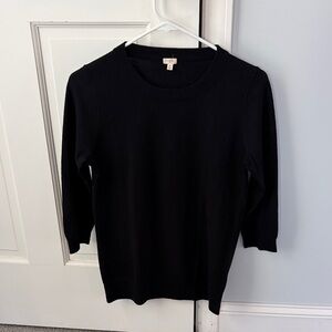 J. Crew Black soft merino wool 3/4 sweater.